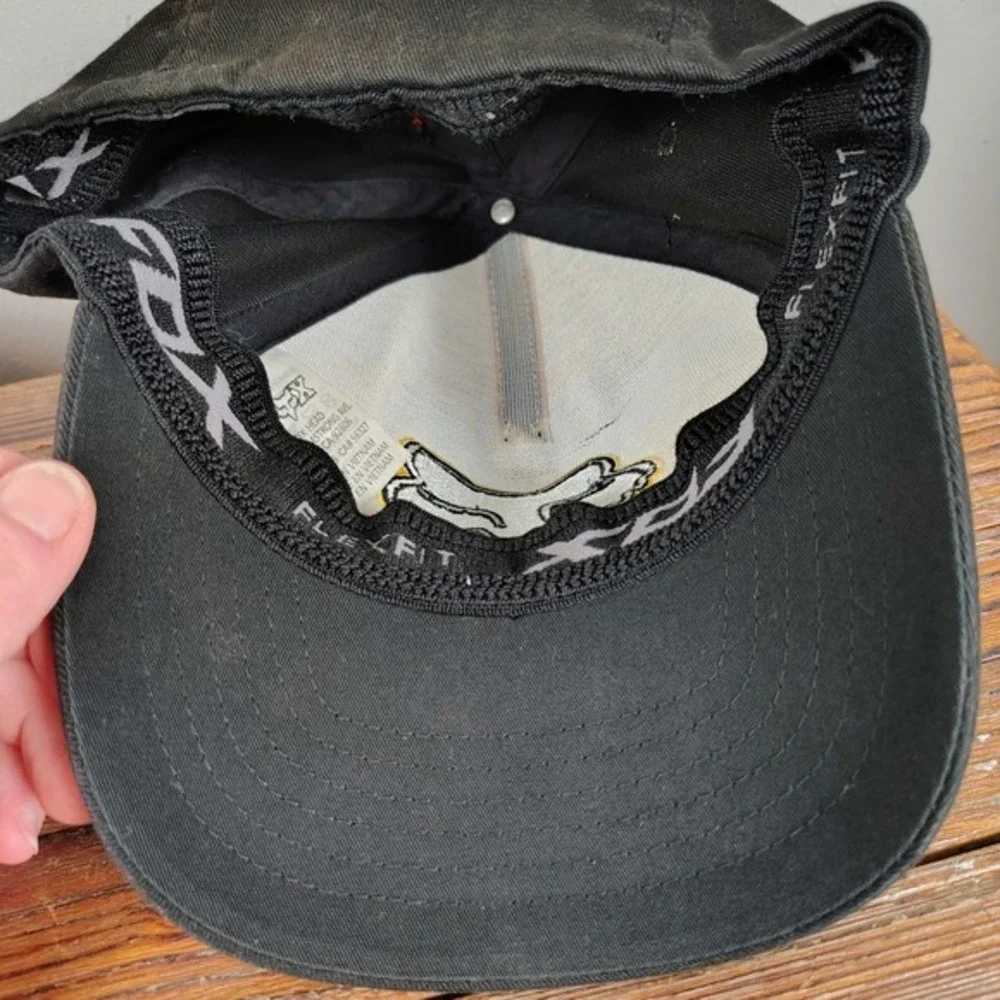 Fox‎ Racing Mens Flexfit Hat Black Embroidered Fox Head Logo Cap L/XL RN97275